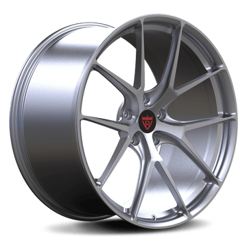 Custom 1-piece forged wheel RV-MP200, lightweight silver rim for high-performance vehicles, including Porsche.